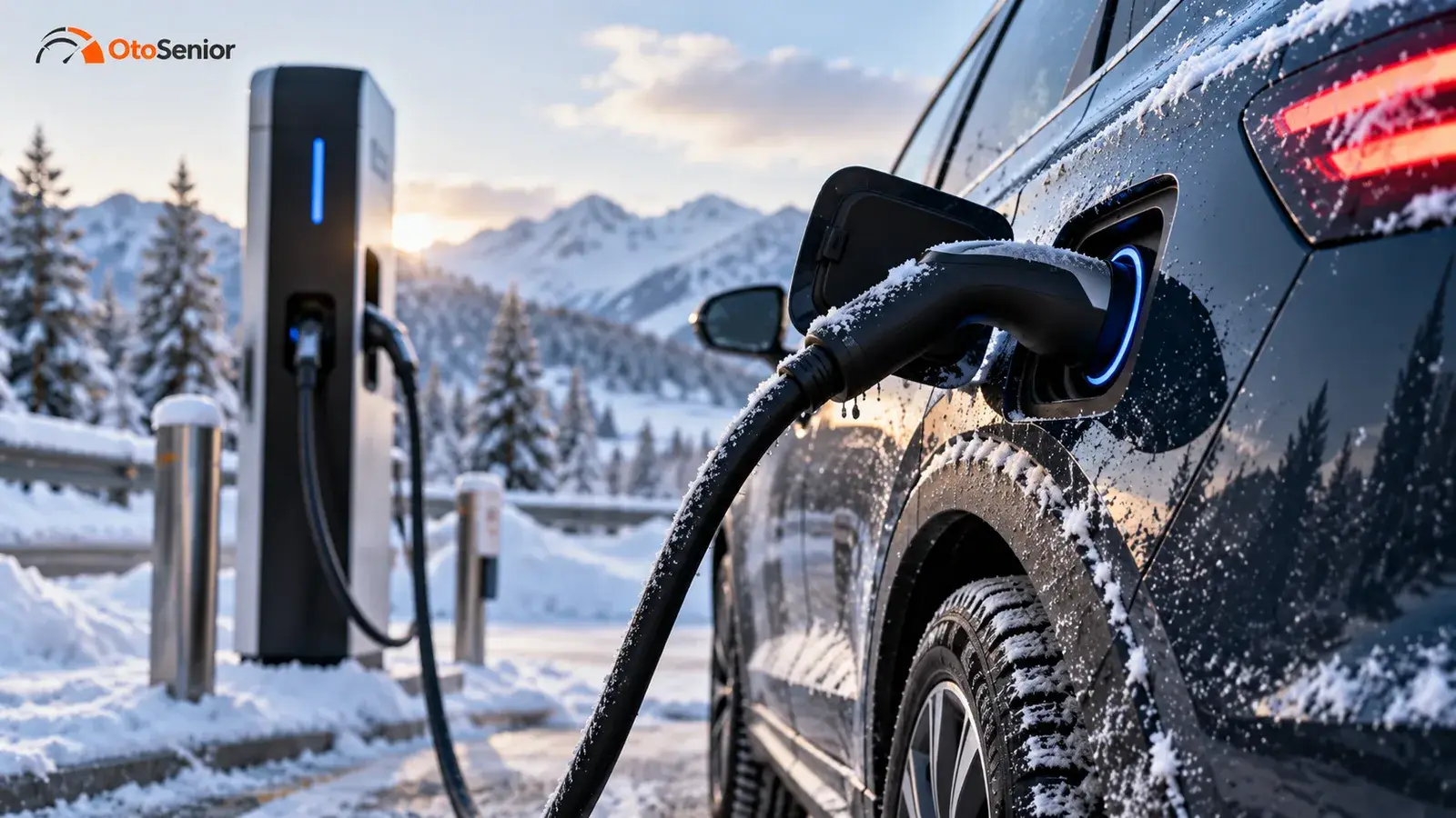 Şarj kablosu takılı elektrikli otomobil